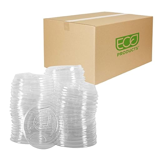 Eco-Products GreenStripe Compostable Paper Cup Sip Lids, Case of 1000, Fits 12-22oz Cups, Made from PLA Renewable Plant Based Plastic, ASTM Compliant, BPI-Certified