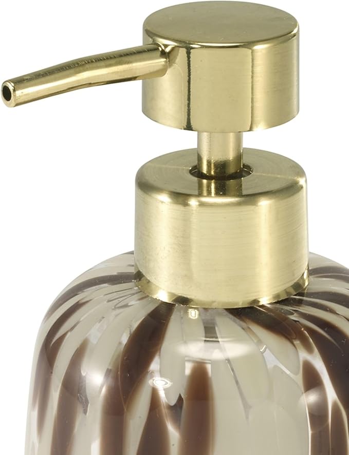 Nicole Miller – Lotion Pump, Decorative Glass with Gold-Tone Pump & Animal Print Design, Soap or Lotion Dispenser for Bathroom, Kitchen or Vanity (Safari)