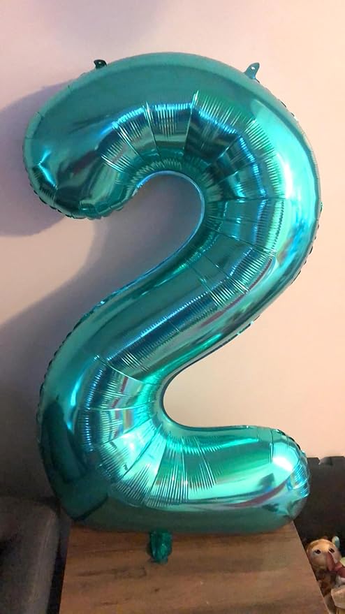 2 Numbers Balloon 40 Inch Blue-green Two Balloon Number Birthday Decor, 2nd 12 21st Party Celebration Decorations Graduations Wedding Baby Shower