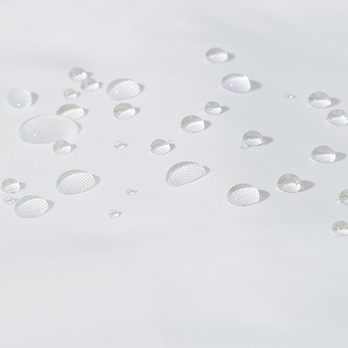 Amazon Basics Bathroom Shower Curtain, Water Repellent Fabric with Weighted Hem, Grommets & Hooks, Machine Washable, 72"x72", White