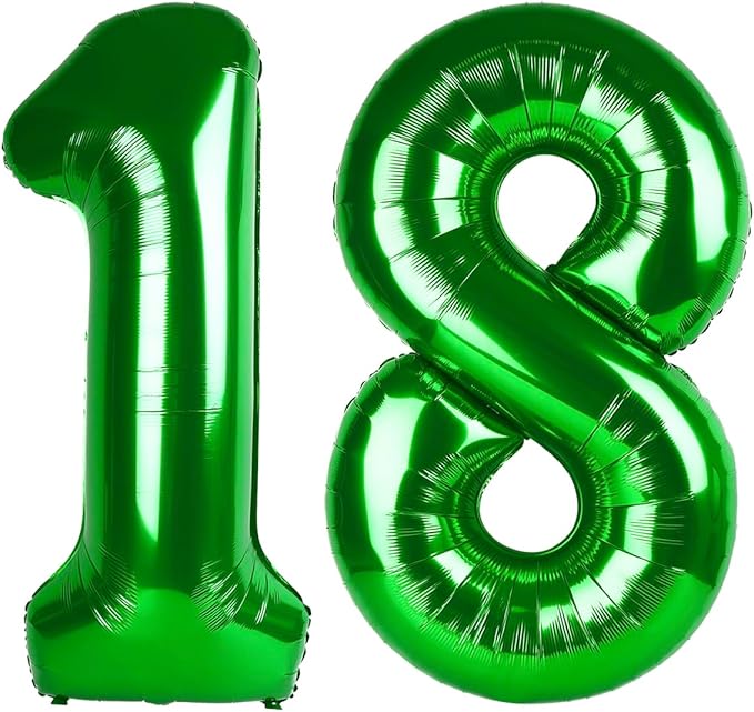 Number 18 Balloons 40 Inch, Dark Green Birthday Decorations For Women Men, Big Number Balloons for 18 81 Wedding, Anniversaries, Celebration, Graduation