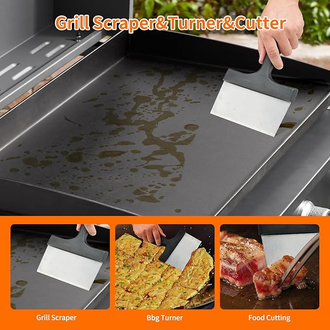 12 PCS Griddle Cleaning Kit for Blackstone, Heavy Duty Flat Top Grill Brush Set with Scraper & Stone – Complete BBQ Accessories for Outdoor Camping