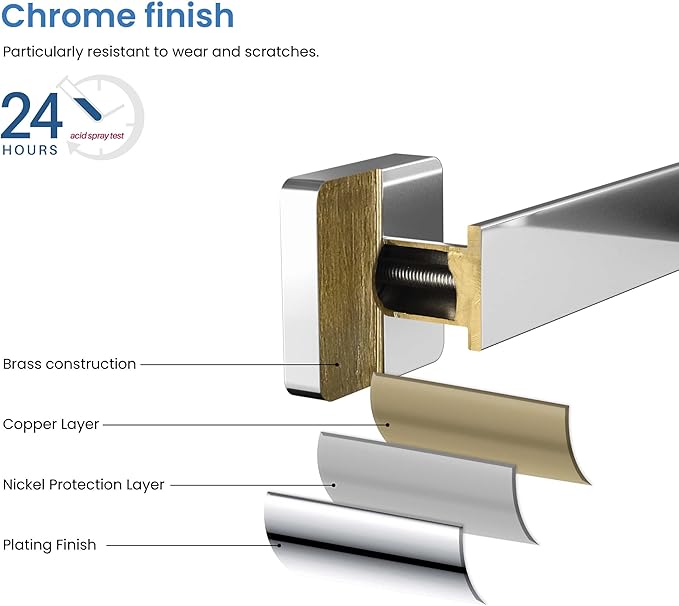 KIBI Blaze 10-Inch Bathroom Towel Bar – Solid Brass, Wall Mounted Hand Towel Holder, Sleek Modern Design, Rust-Resistant, Perfect for Bathroom, Vanity & Kitchen Sink Area (Chrome) (KBA16)