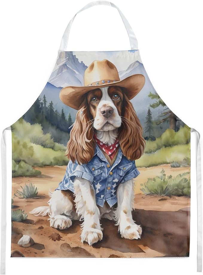 Caroline's Treasures Cocker Spaniel Cowboy Welcome Apron Cooking Kitchen Server Baking Crafts Gardening for Adult Women Men, Unisex, Large, Multicolor
