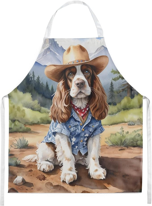 Caroline's Treasures Cocker Spaniel Cowboy Welcome Apron Cooking Kitchen Server Baking Crafts Gardening for Adult Women Men, Unisex, Large, Multicolor