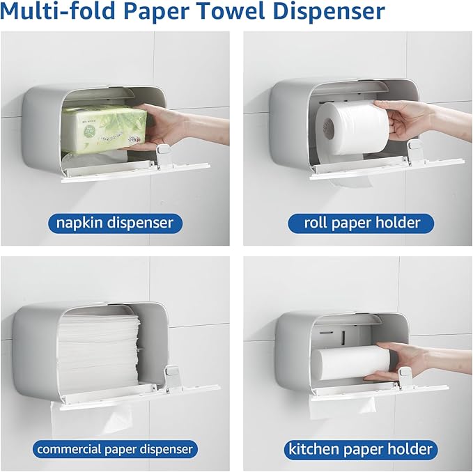 Paper Towel Dispenser Holder Wall Mount,Commercial Paper Towel Dispenser Multi-fold Trifold C Fold,Hand Towel Holder,Paper Roll Napkin Tissue Dispenser,Paper Towel Holder for Bathroom Kitchen