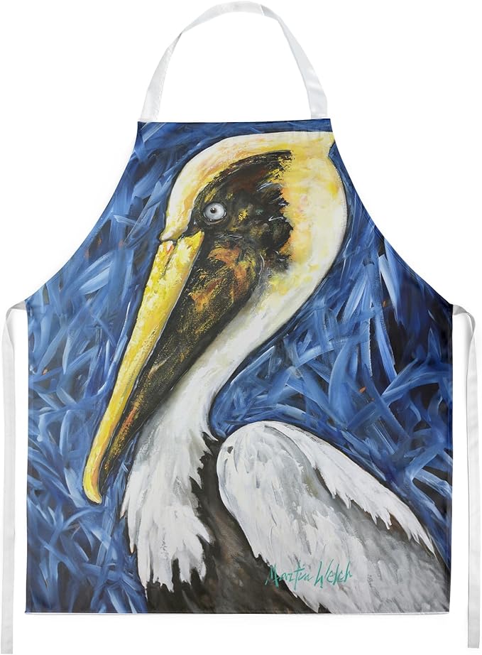 Caroline's Treasures Fierce Pelican Apron Cooking Kitchen Server Baking Crafts Gardening for Adult Women Men, Unisex, Large, Multicolor