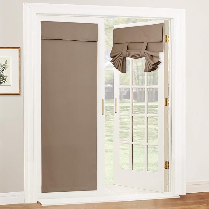 RYB HOME Door Window Curtains for Patio, Room Darkening Draft Block Window Shades Privacy Thermal Insulated Blinds for French Door Skylight, W30 x L80 inch, Coffee, 1 Panel