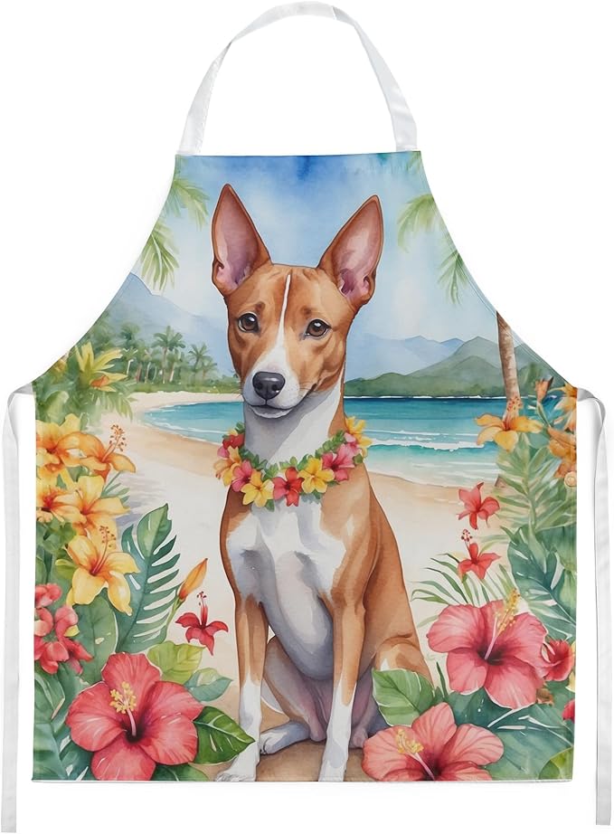 Caroline's Treasures Basenji Luau Apron Cooking Kitchen Server Baking Crafts Gardening for Adult Women Men, Unisex, Large, Multicolor