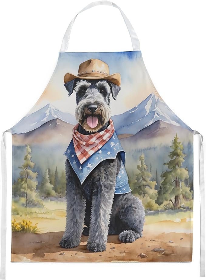 Caroline's Treasures Kerry Blue Terrier Cowboy Welcome Apron Cooking Kitchen Server Baking Crafts Gardening for Adult Women Men, Unisex, Large, Multicolor