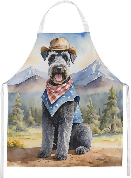 Caroline's Treasures Kerry Blue Terrier Cowboy Welcome Apron Cooking Kitchen Server Baking Crafts Gardening for Adult Women Men, Unisex, Large, Multicolor