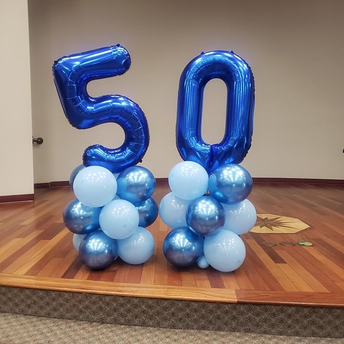 Number Balloon 40 Inch, 24 Number Balloons, Dark Blue 42 Happy Birthday Decorations for Women Men, Ballons 24th for Wedding Anniversaries Party