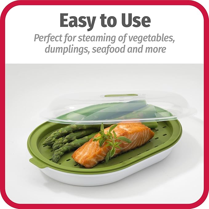 GoodCook Everyday Microwave Steamer – Vegetable & Fish Cooker,Microwave Cookware Preserves Vitamins & Nutrients,Quick Dinner-& Meals,Adjustable Steam Release Vent,(Pack of 12)