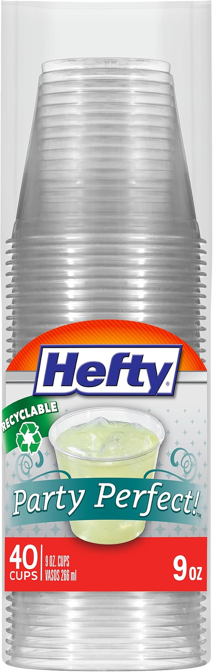 Hefty Deluxe Clear Plastic Party Cups (9 Ounce, 40 Count) (Pack of 12)