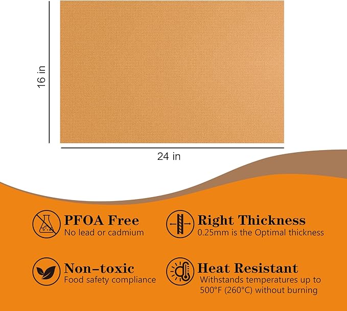 UBeesize 2 Pack XL Thickened Copper Oven Liners for Bottom of Oven, Reusable 17x25 Inch Heavy Duty Non Stick Teflon Oven Mats BPA & PFOA Free, Fit Electric Gas Toaster Convection Ovens Grills