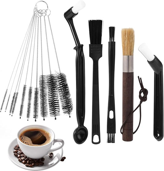 15pcs Coffee Grinder Cleaning Brush Set, Espresso Machine Cleaning Brush Kit with Ergonomic Handle Multifunctional Grinder Cleaner Tools for Barista Home Kitchen Use