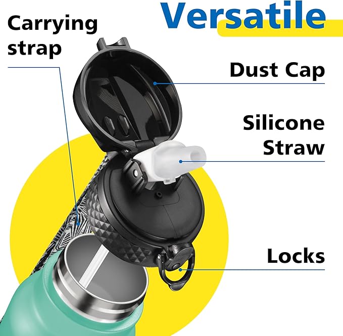 Han's Bottle Kids Water Bottle with Straw Lid - Insulated Stainless Steel Reusable Tumbler for Girls,Boys,Thermo Mug,17oz,Bubble Gum