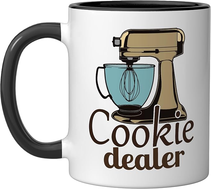 Cookie Dealer, Men Women Baking Cooking, Pastry Chef, Baker Ceramic Mug, Black/White