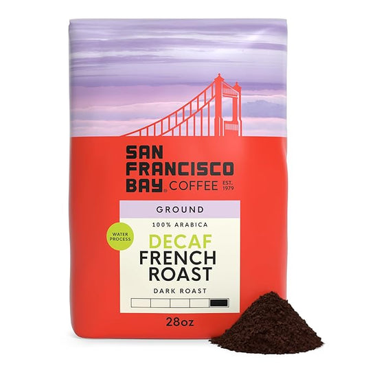 San Francisco Bay Decaf Ground Coffee, Decaf French Roast (28 oz Bag), Dark Roast Coffee, Swiss Water Process