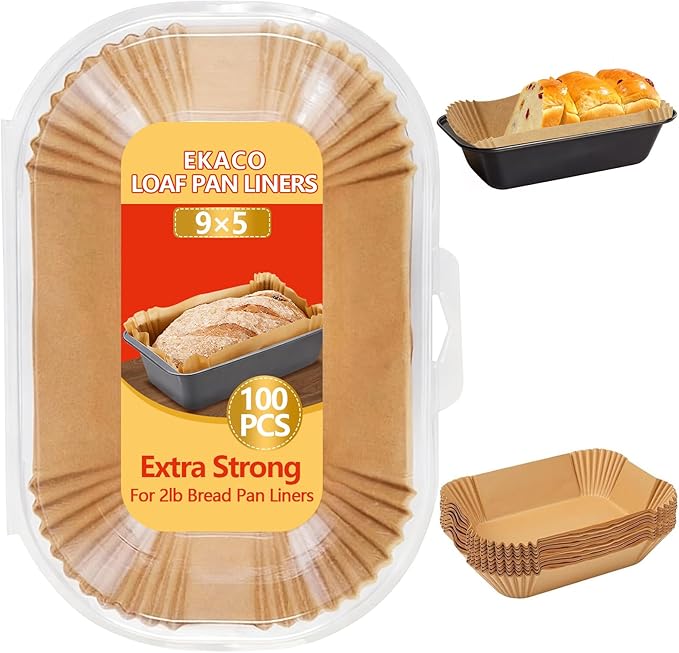 100 PCS Loaf Pan Liners, 9x5 Inch Loaf Pan Liners Baking Bread, Non-Stick Pre-Formed Parchment Paper for Bread Pan, Ideal Disposable Loaf Breads Liners