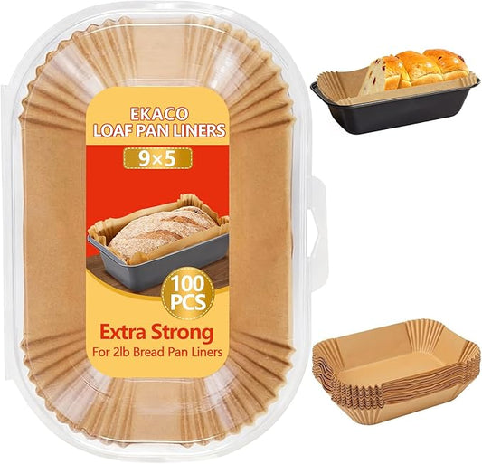 100 PCS Loaf Pan Liners, 9x5 Inch Loaf Pan Liners Baking Bread, Non-Stick Pre-Formed Parchment Paper for Bread Pan, Ideal Disposable Loaf Breads Liners