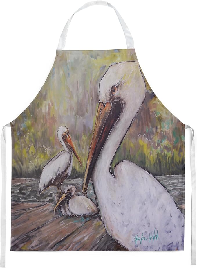 Caroline's Treasures Three Pelicans on a Pier Apron Cooking Kitchen Server Baking Crafts Gardening for Adult Women Men, Unisex, Large, Multicolor