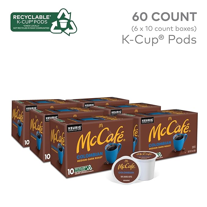 McCafe Colombian, Single Serve Coffee Keurig K-Cup Pods, Medium Roast, 10 Count (Pack of 12)