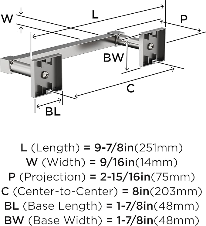 Amerock Appoint Chrome 8 inch (203mm) Towel Bar, BH3607526