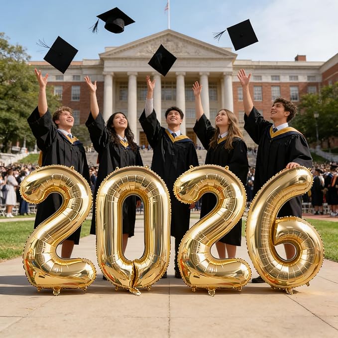 Huge Light Gold 2026 New Year Balloons 40 Inch 2025 Champagne Gold Mylar Foil Helium Number Balloons Christmas New Year Eve Graduation Party Decorations Supplies