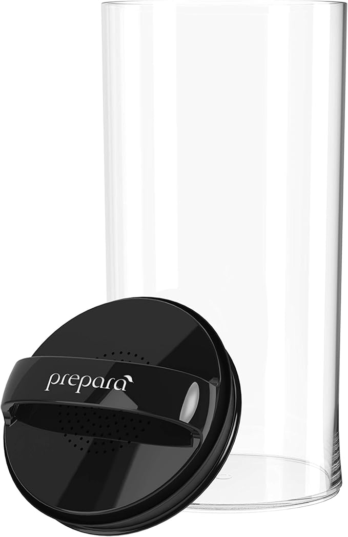 Prepara Evak Fresh Saver, 4 Quart Airless Canister with Black handle, Clear (Pack of 2)