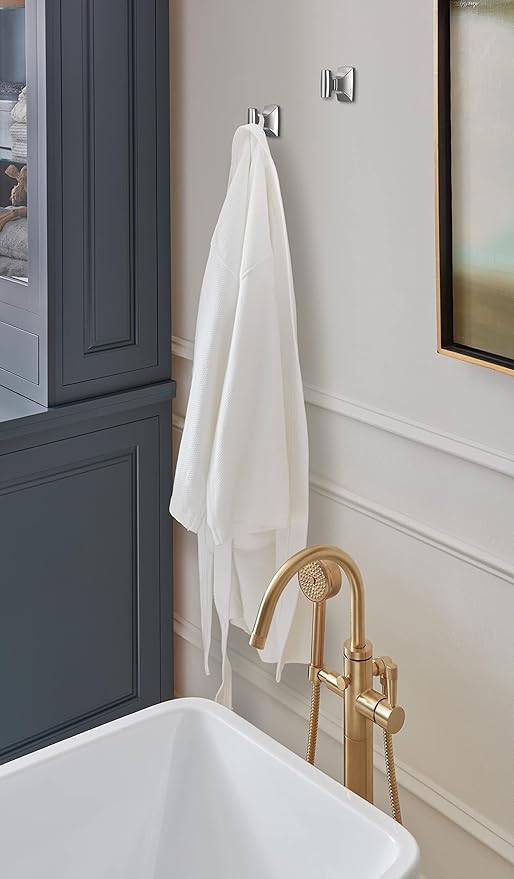 Amerock BH3601026 | Chrome Single Robe Hook | 2-5/8 in. (67 mm) Length Towel Holder | Highland Ridge | Towel Hook for Bathroom | Bathroom Hardware | Bath Accessories