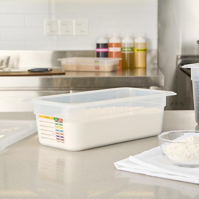 Restaurantware Food Storage Container 10 Pack of 12.7 x 6.8 x 3.9 Inches Plastic Stackable Storage Box White Reusable Label Container Dishwasher Safe For Restaurants And Kitchens