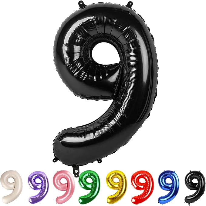 Numbers 9 Balloons Black Party Decorations for Women Men, 40 In Big Balloons for Engagement, Wedding, Celebration Party, Graduations, Photo Shoot