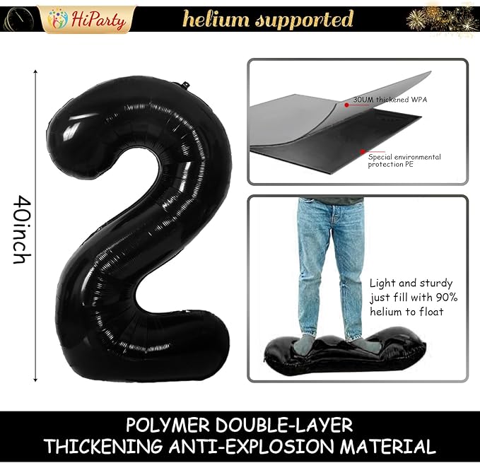 Upgraded, 42in Large 2026 Balloons Numbers, with 4pcs Star Balloon and Accessories, 3D Premium Aluminum Foil, Ideal Graduation Balloons for Graduation Decorations 2026, Grad Party Decorations, Black