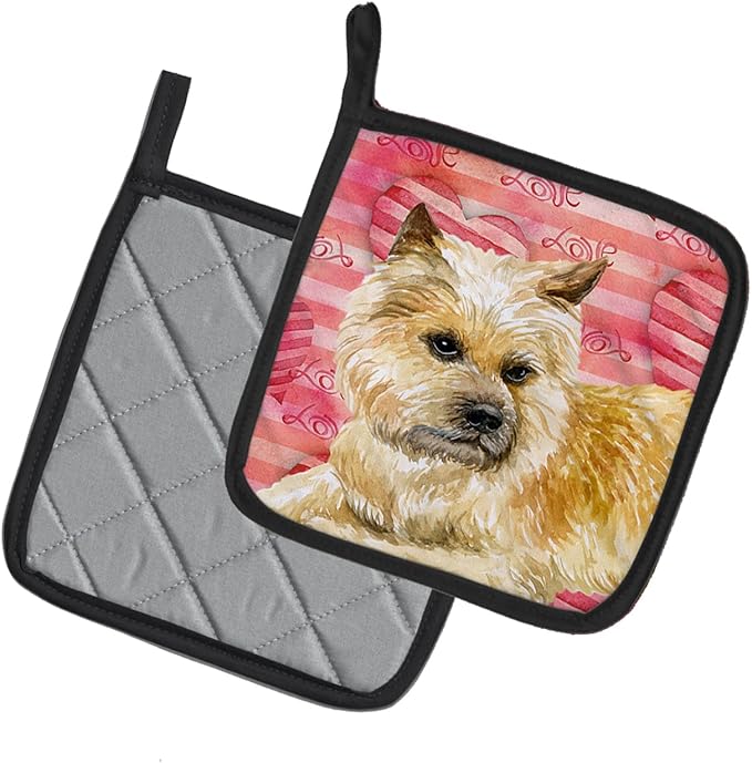 Caroline's Treasures BB9777PTHD Cairn Terrier Love Pair of Pot Holders, Red Kitchen Heat Resistant Pot Holders Sets Oven Hot Pads for Cooking Baking BBQ, 7 1/2 x 7 1/2