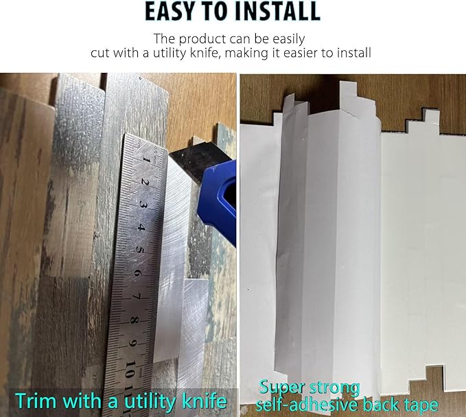 10-Sheet Peel and Stick Backsplash Tile, PVC Mixed Meta,l Stick on Kitchen, Bathroom Vanities, Fireplace Décor, Laundry Table(11.2" X 12.7") (10, Wooden Green+Frosted Silver)