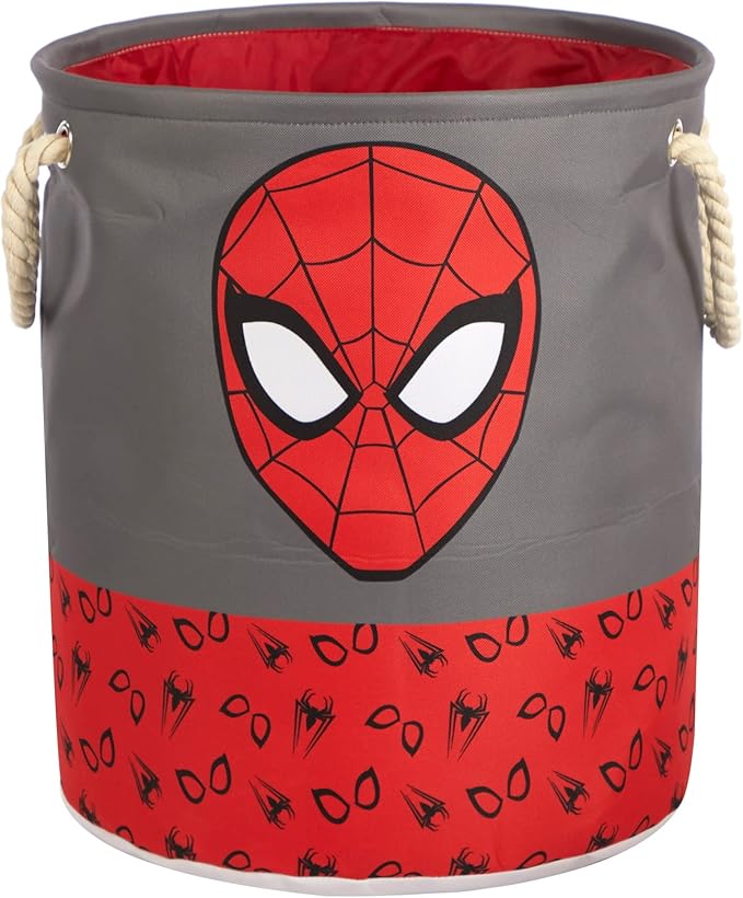 Marvel Spiderman 3-Piece Toy Storage Basket Set – Nesting Fabric Bins with Rope Handles, Multi-Size Organizer for Kids' Toys, Clothes & Accessories, Bedroom or Playroom Decor
