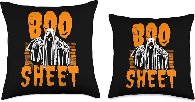 Boo Sheet Funny Creepy Ghost Scary Halloween Humour Costume Throw Pillow