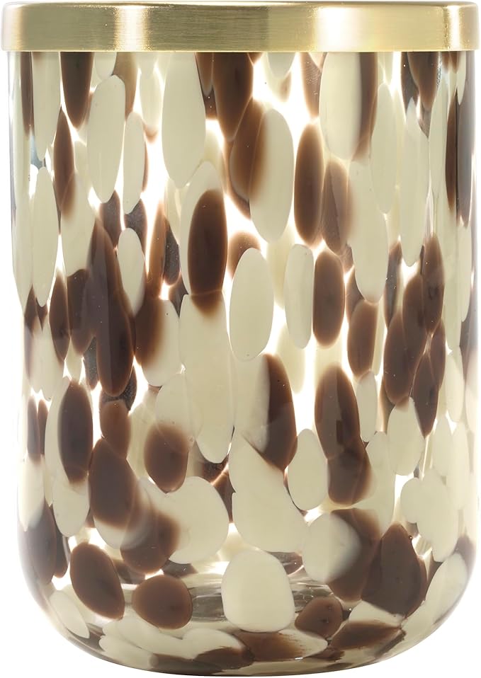 Nicole Miller – Toothbrush Holder, Weighted Glass with Animal Print Design and Gold-Tone Divider, Modern Home Decor – Perfect for Organizing Bathroom Essentials (Safari)
