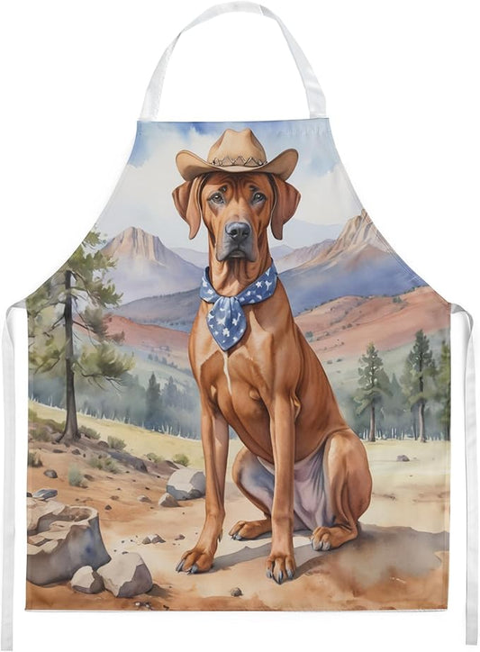Caroline's Treasures Rhodesian Ridgeback Cowboy Welcome Apron Cooking Kitchen Server Baking Crafts Gardening for Adult Women Men, Unisex, Large, Multicolor