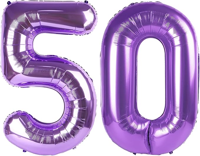 40 Inch Numbers 50 Balloon, Purple Balloons Perfect for 50th Birthday Party Decorations, Big Digital Balloons for Wedding Anniversaries Events Decorations