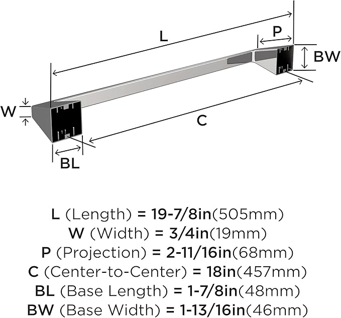 Amerock BH3600326 | Chrome Towel Bar | 18 in (457 mm) Towel Rack | Blackrock | Bathroom Towel Holder | Bathroom Hardware | Bath Accessories | Hand Towel Holder