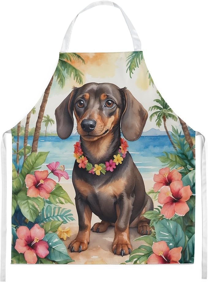 Caroline's Treasures Dachshund Luau Apron Cooking Kitchen Server Baking Crafts Gardening for Adult Women Men, Unisex, Large, Multicolor