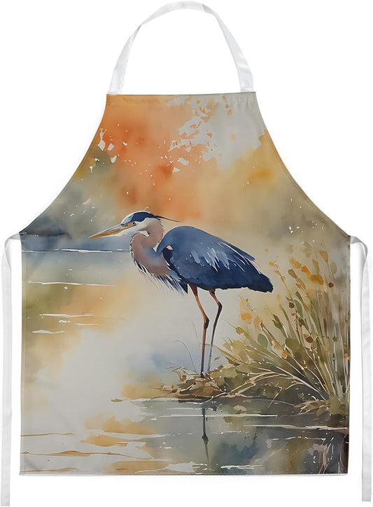Caroline's Treasures Blue Heron Apron Cooking Kitchen Server Baking Crafts Gardening for Adult Women Men, Unisex, Large, Multicolor