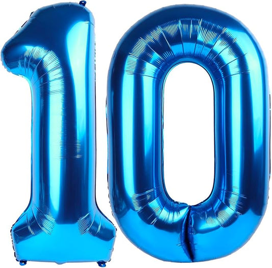 Dark Blue Number 10 Balloon, Number Ballons 40 Inch 10 Ballon for 10th 100 Birthday Wedding Anniversaries Marriage Proposal Engagement Big Events Party Decorations