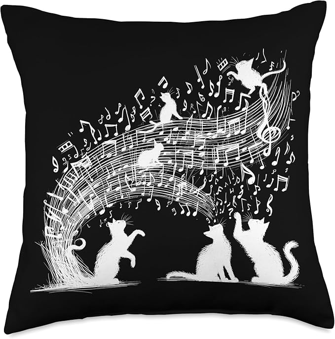 Cat Sheet Music Cute Animals Classic Musician Player Funny Throw Pillow