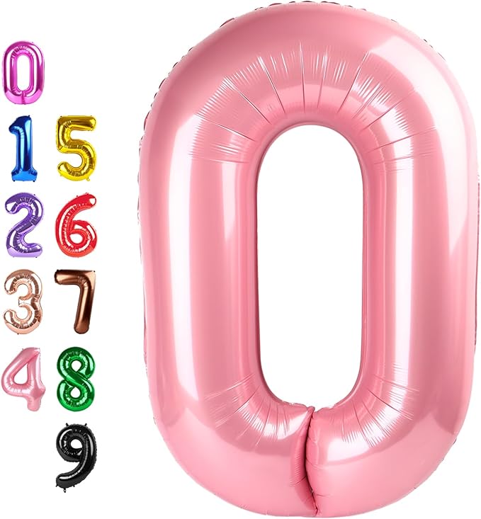 Zero Balloon Numbers 40 Inch Big 0 Pearl Pink Balloon Numbers for Birthday Decoration, Baloon for 10 20 30 40 100 2026 Graduation Decor Wedding Anniversaries Party