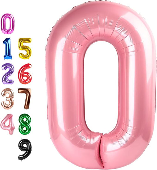 Zero Balloon Numbers 40 Inch Big 0 Pearl Pink Balloon Numbers for Birthday Decoration, Baloon for 10 20 30 40 100 2026 Graduation Decor Wedding Anniversaries Party