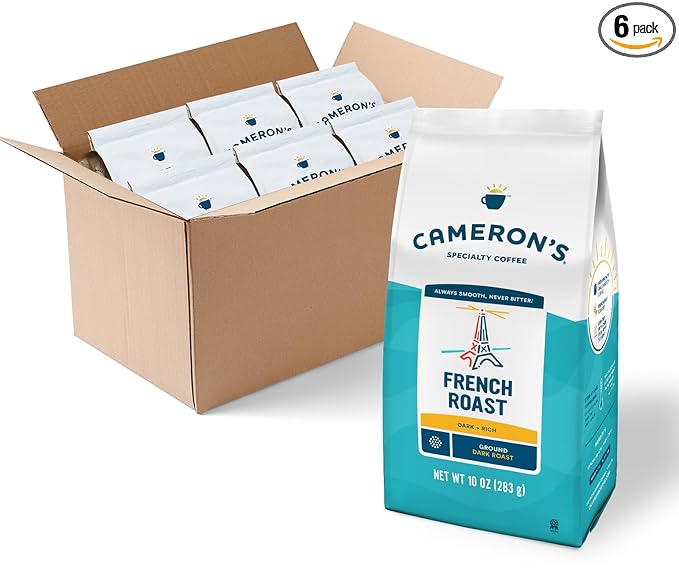 Cameron's Coffee Roasted Ground Coffee Bag, French Roast, 10 Ounce Pack of 6 - NEW