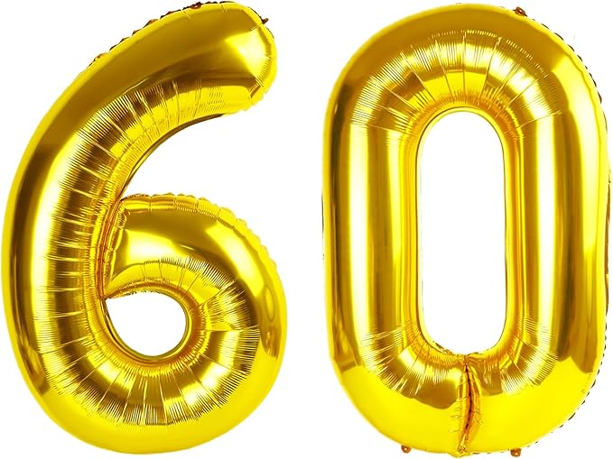 60Th Birthday Decorations For Men, Gold Party Decoration for Women Adults Parents, Big Number 60 Balloons for 60th Birthday Party Decorations